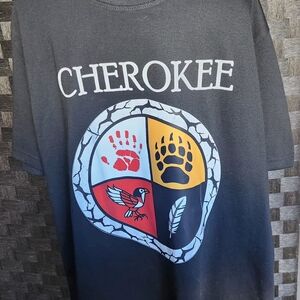 Cherokee Black Tee with Colorful Emblem